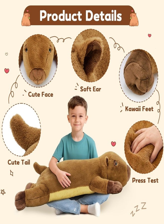 MaoGoLan 39.4" Capybara Plush Pillow, Cute Capybara Stuffed Animal, Soft Sleeping Capybara Throw Pillow Birthday Christmas Festival Gifts for Kids Adults (Dark Brown) - Image 3